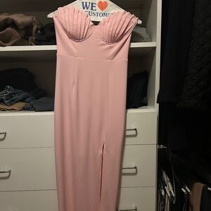 Pink strapless cocktail dress